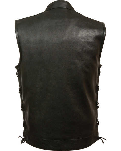 Image #2 - Milwaukee Leather Men's Side Lace Snap / Zip Front Club Style Vest - Big - 3X, Black, hi-res