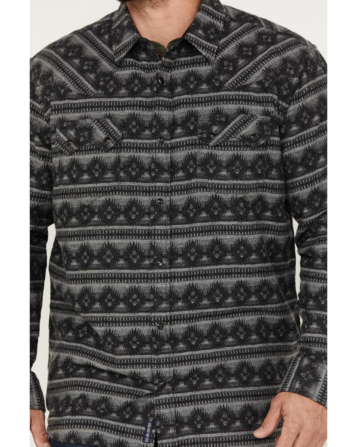 Image #3 - Moonshine Spirit Men's Southwestern Long Sleeve Flannel Western Shirt, Grey, hi-res
