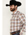 Image #2 - Wrangler Men's Plaid Print Long Sleeve Pearl Snap Western Shirt, Brown, hi-res