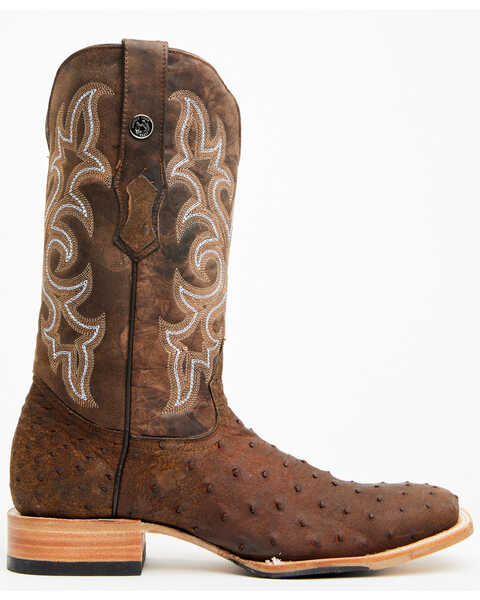 Image #2 - Tanner Mark Men's Exotic Full Quill Ostrich Western Boots - Broad Square Toe, Brown, hi-res