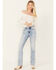 Image #1 - Vervet Women's Light Wash High Rise Faded Bootcut Jeans, Light Wash, hi-res