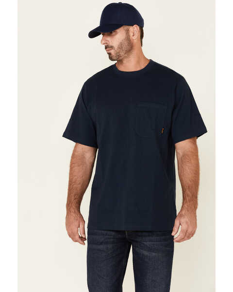 Image #1 - Hawx Men's Solid Navy Forge Short Sleeve Work Pocket T-Shirt - Big, Navy, hi-res