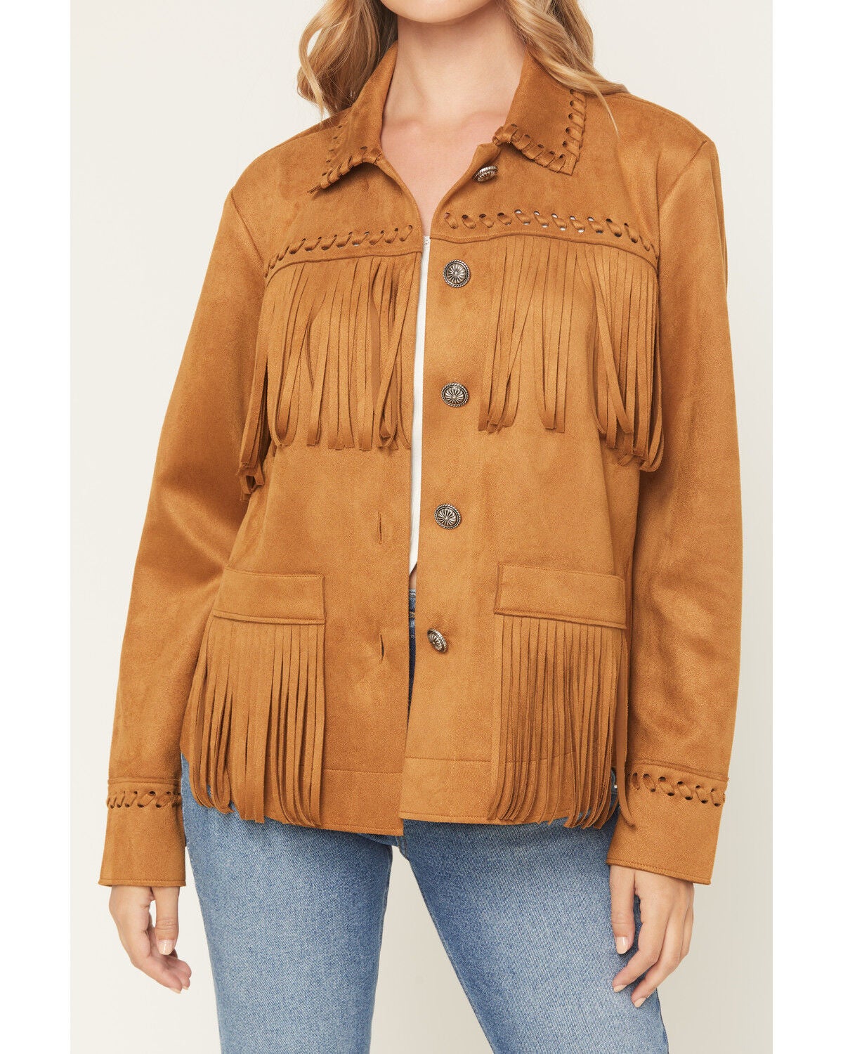Image #4 - Idyllwind Women's Norton Faux Suede Fringe Shacket, Pecan, hi-res
