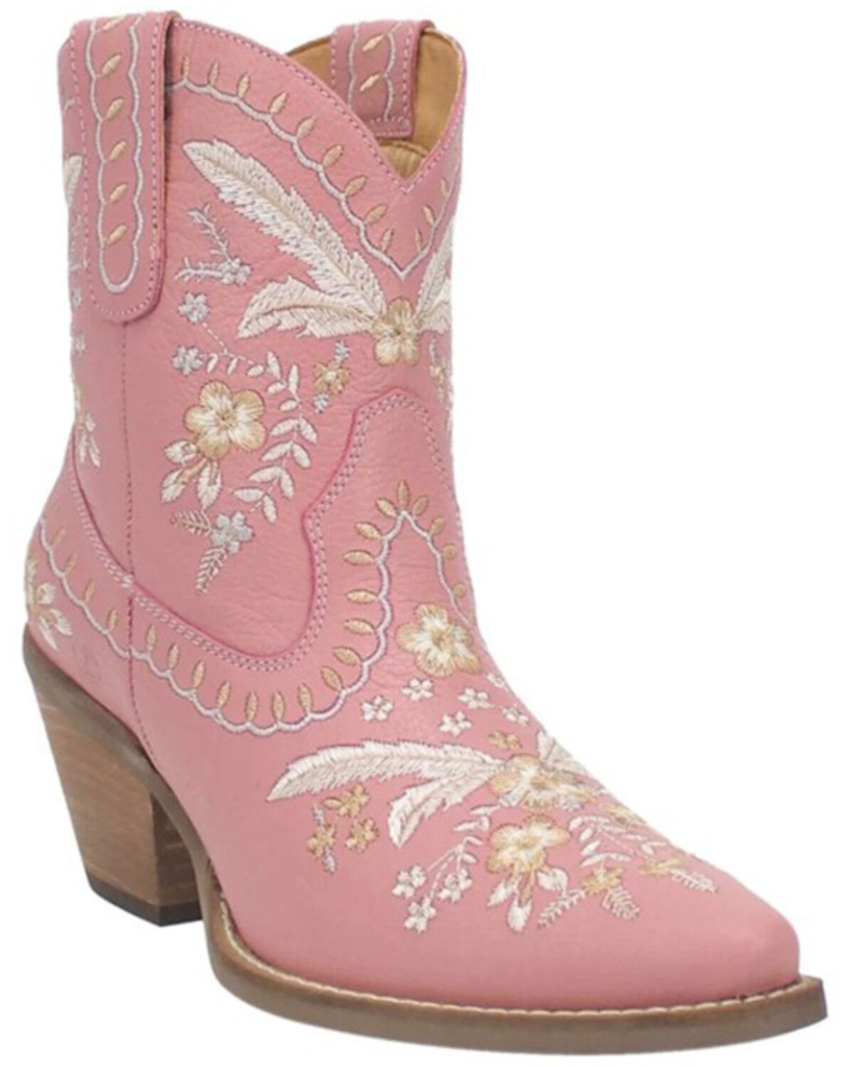 Image #1 - Dingo Women's Floral Western Booties - Snip Toe, Pink, hi-res