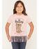 Image #1 - Shyanne Girls' Raised To Be Rowdy Short Sleeve Fringe Graphic Tee, Light Pink, hi-res