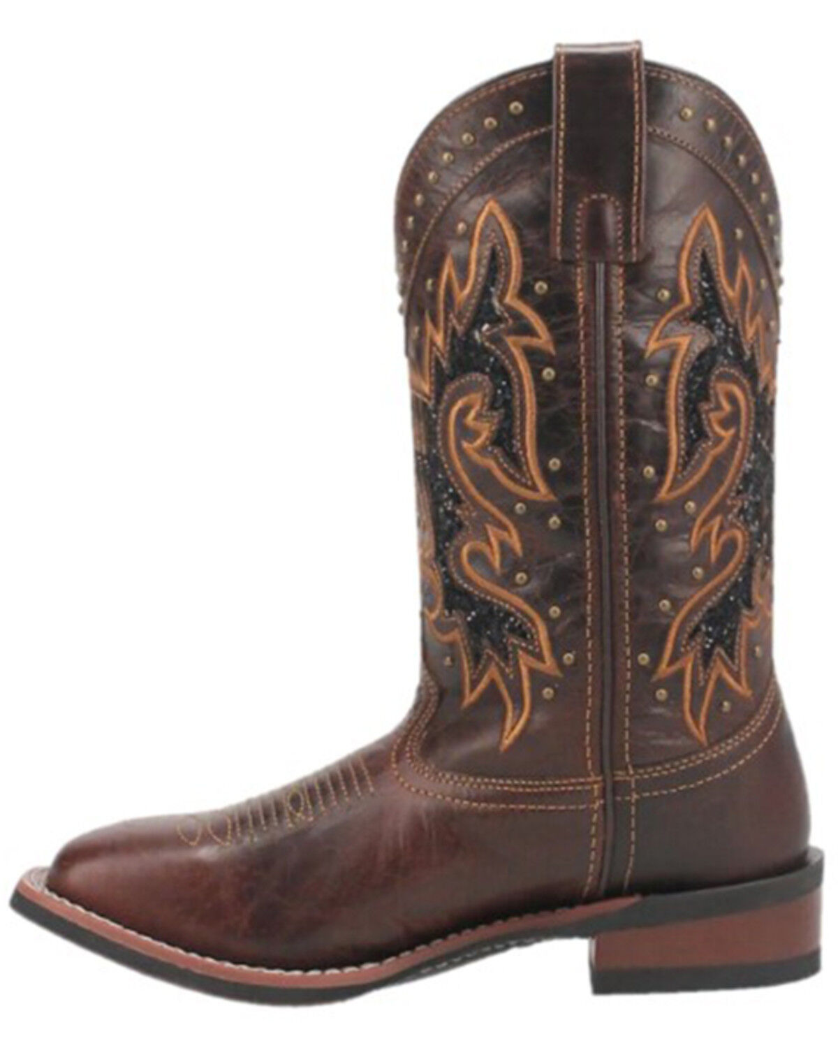 Image #3 - Laredo Women's Lockhart Studded Performance Western Boots - Broad Square Toe, Dark Brown, hi-res