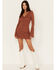 Image #1 - Shyanne Women's Lace Bell Sleeve Dress , Brown, hi-res