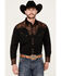 Image #1 - Scully Men's Embroidered Gunfighter Long Sleeve Snap Western Shirt, Black, hi-res