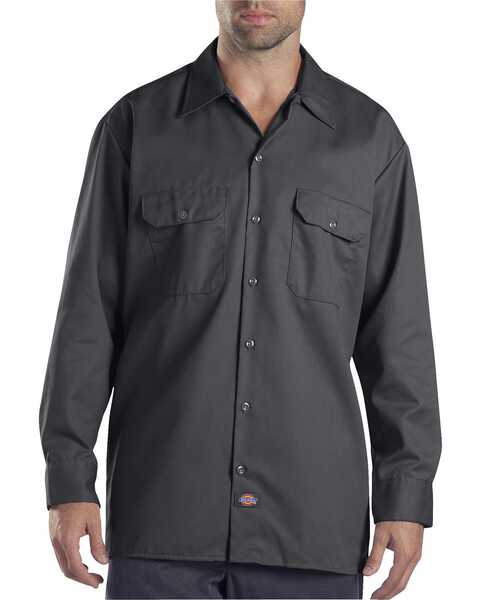 Image #1 - Dickies Twill Work Shirt - Big & Tall, Charcoal Grey, hi-res