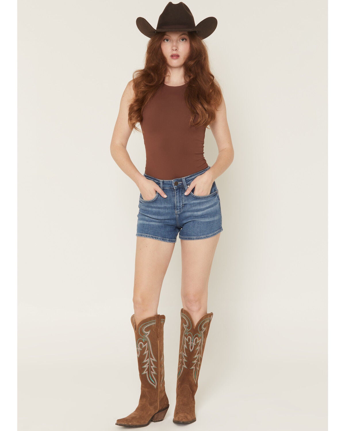 Image #1 - Wrangler Women's Medium Wash Mid Rise May Stretch Denim Shorts, Medium Wash, hi-res