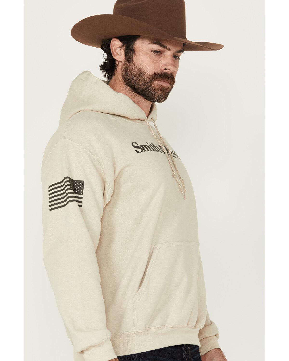 Image #2 - Smith & Wesson Men's Logo Flag Graphic Hooded Sweatshirt, , hi-res