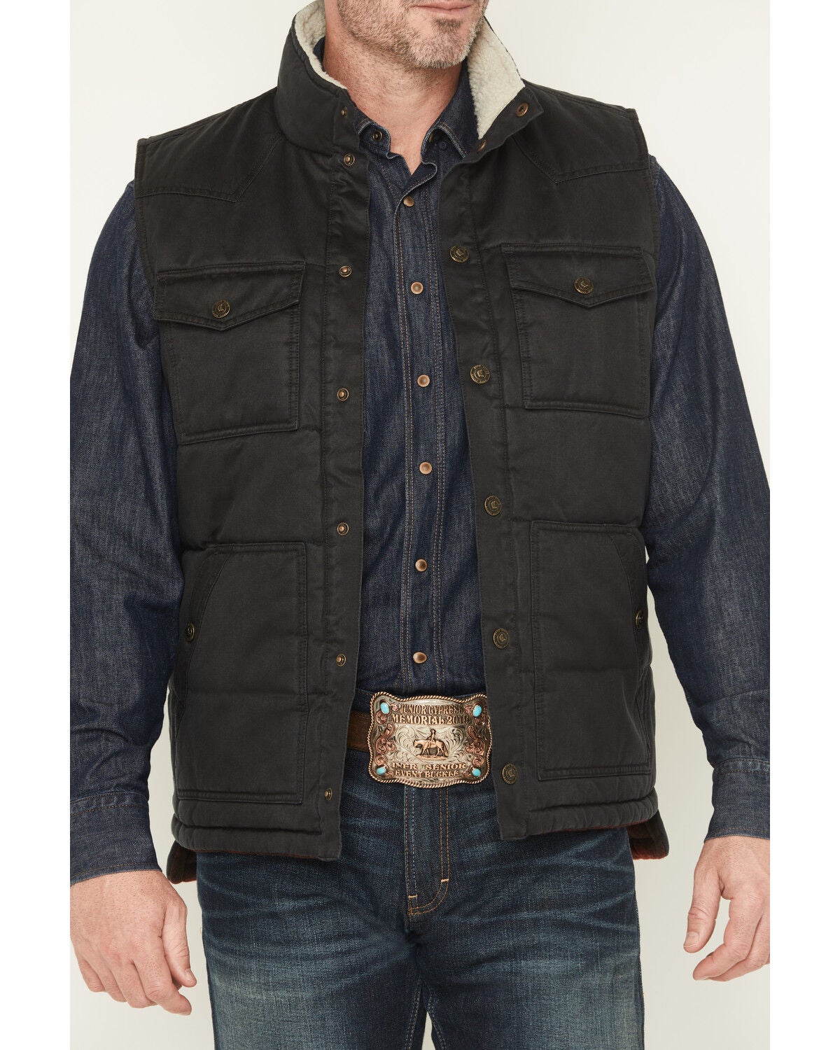 Image #3 - Cody James Men's Oil Slick Snap Lined Vest - Big, Black, hi-res