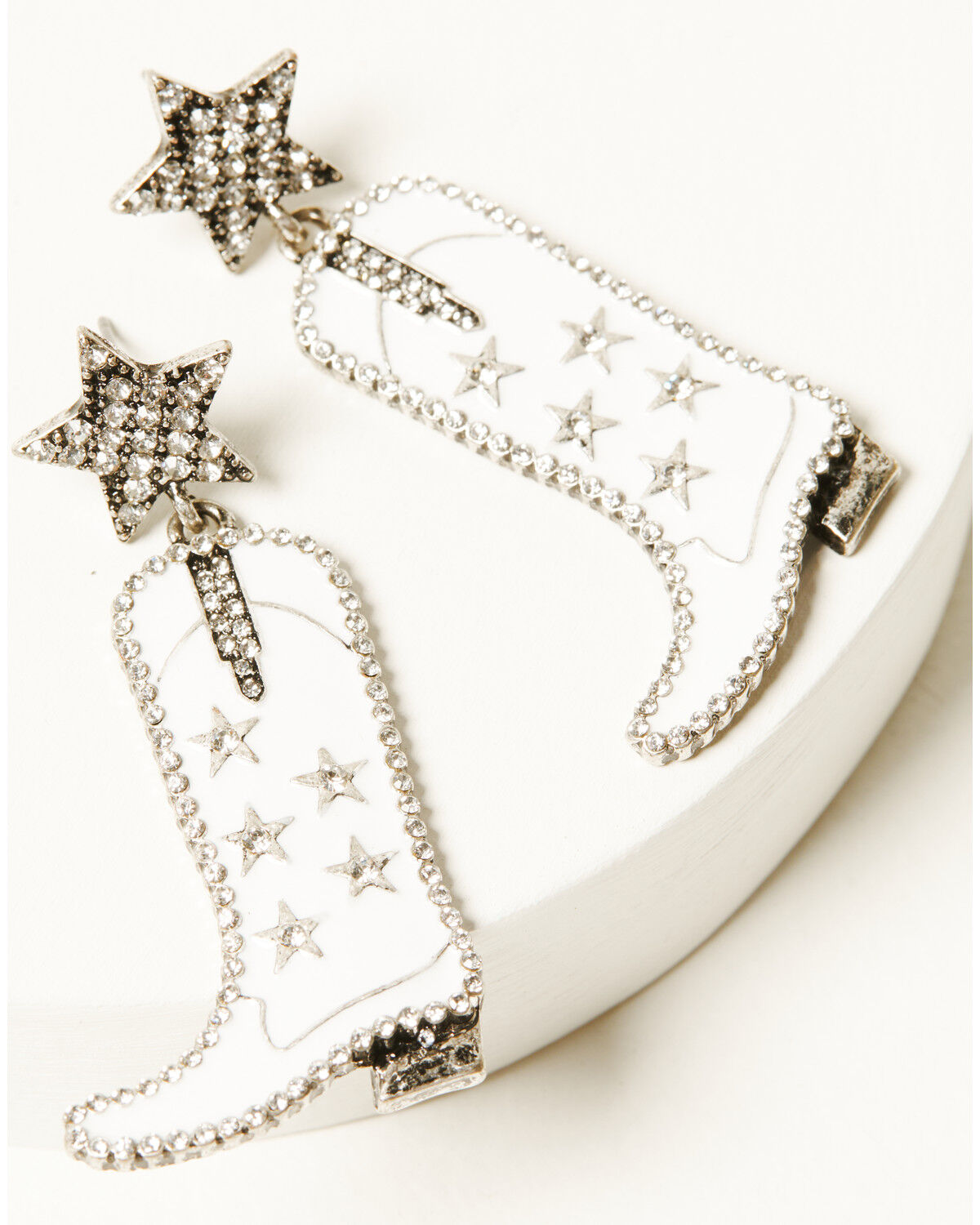 Image #2 - Idyllwind Women's Star Boots Earrings, White, hi-res