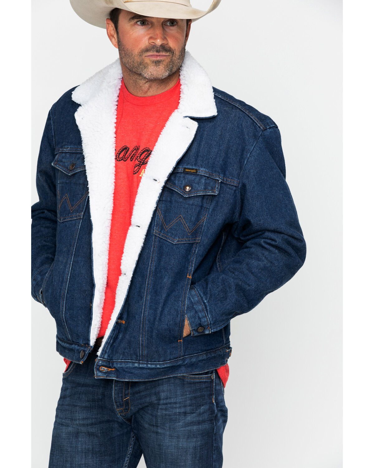 wrangler borg lined denim jacket