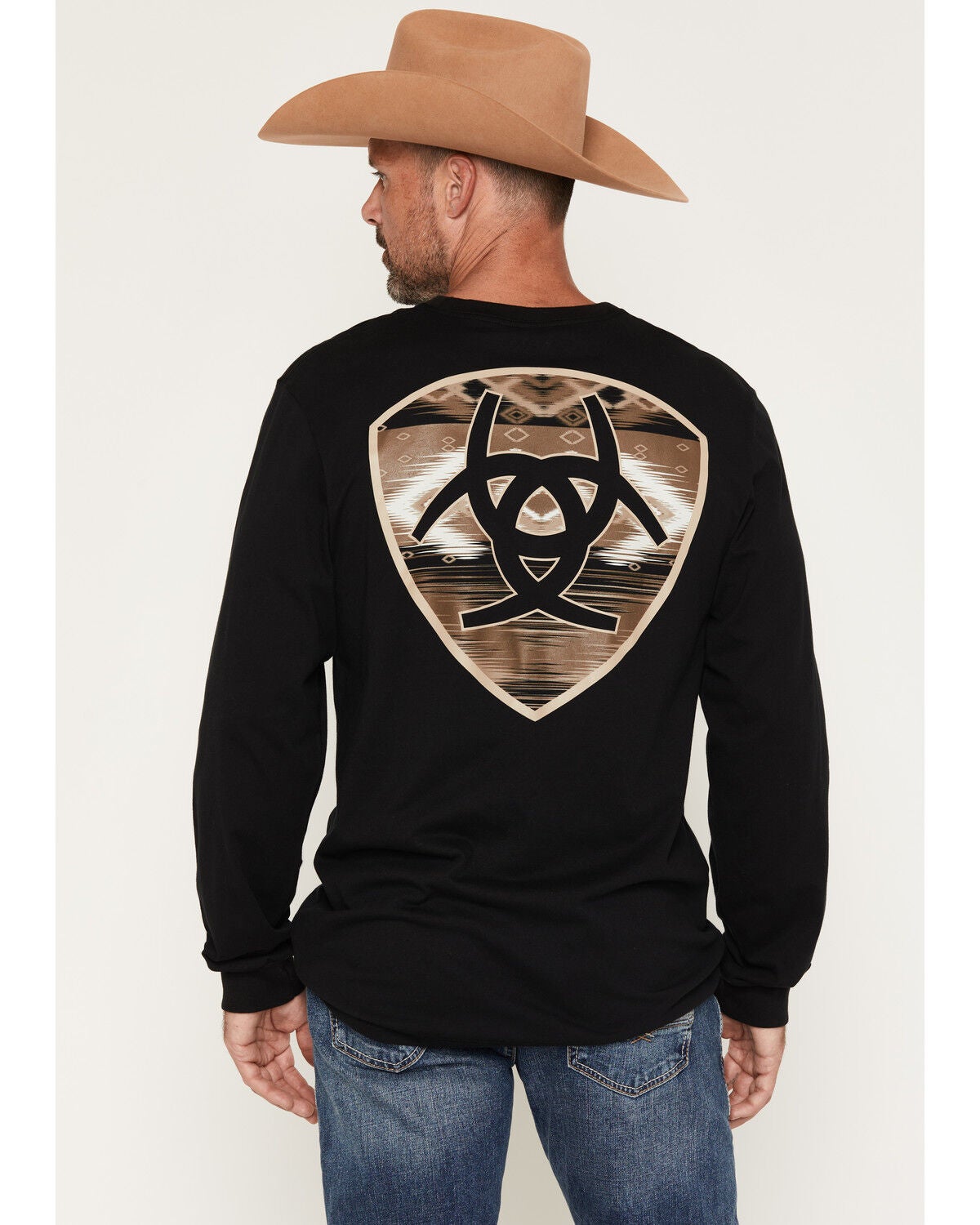 Ariat Men's Boot Barn Exclusive Logo Shield Long Sleeve Graphic T-Shirt, Black, hi-res