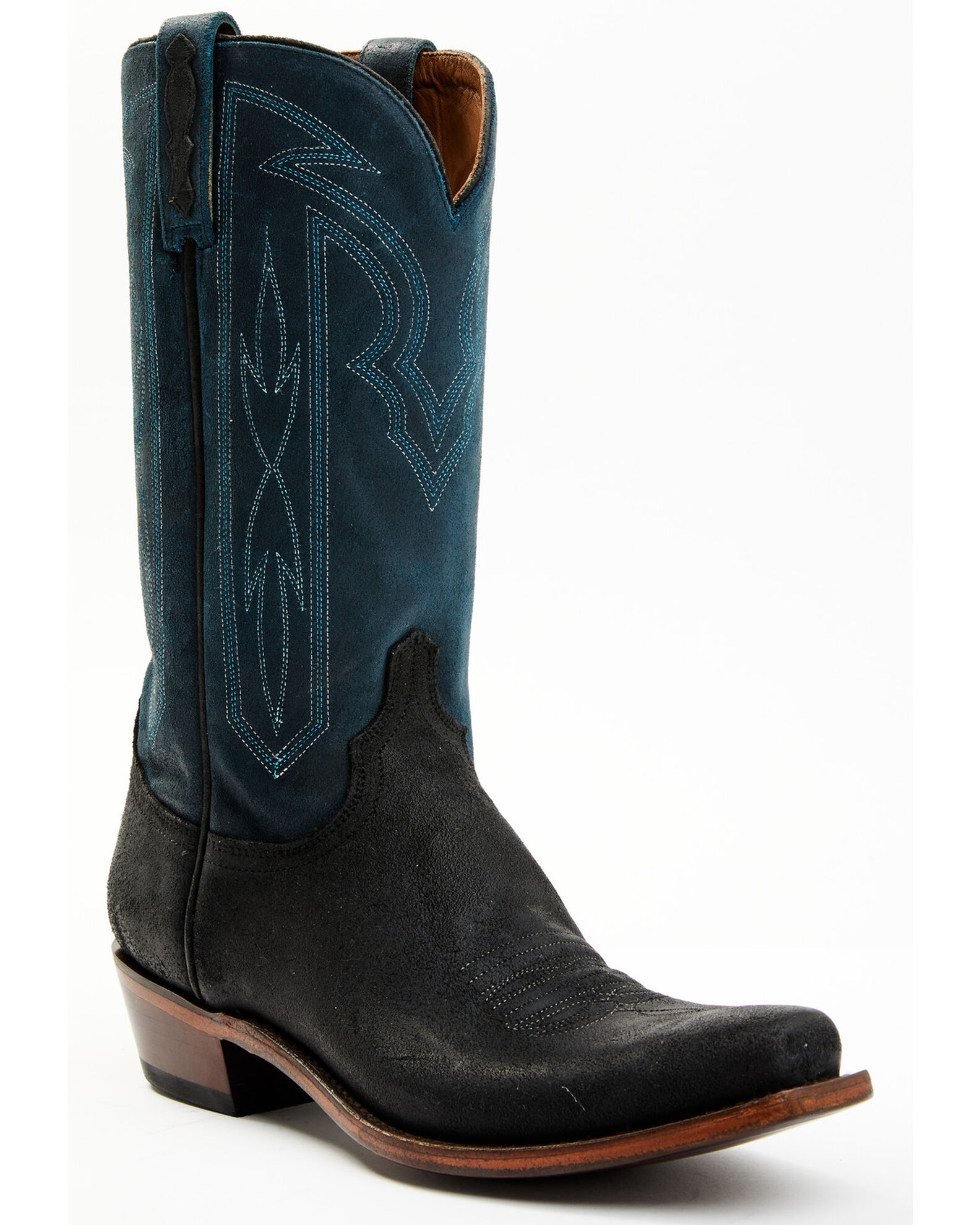 Lucchese Men s Two Tone Roughout Western Boots Square Toe Sheplers
