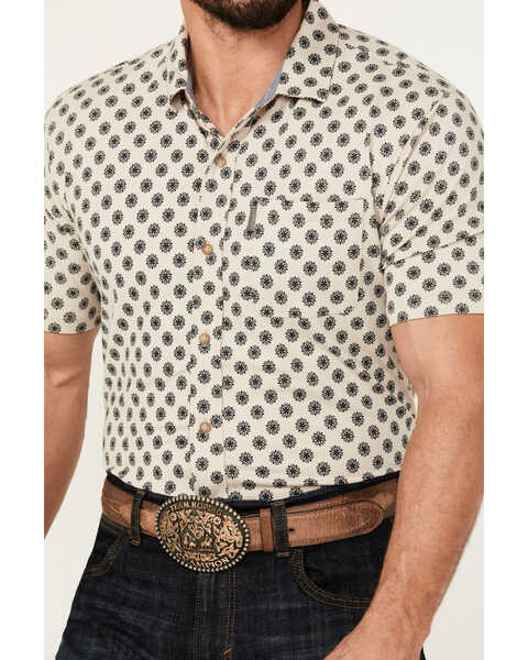 Image #3 - Ariat Men's Retro Medallion Print Short Sleeve Button-Down Stretch Western Shirt , Beige, hi-res