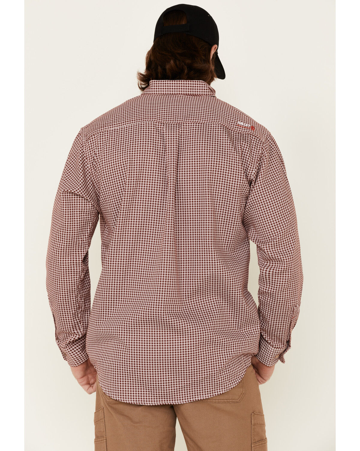 Image #4 - Ariat Men's FR Plaid Print Long Sleeve Work Shirt - Big & Tall, Wine, hi-res