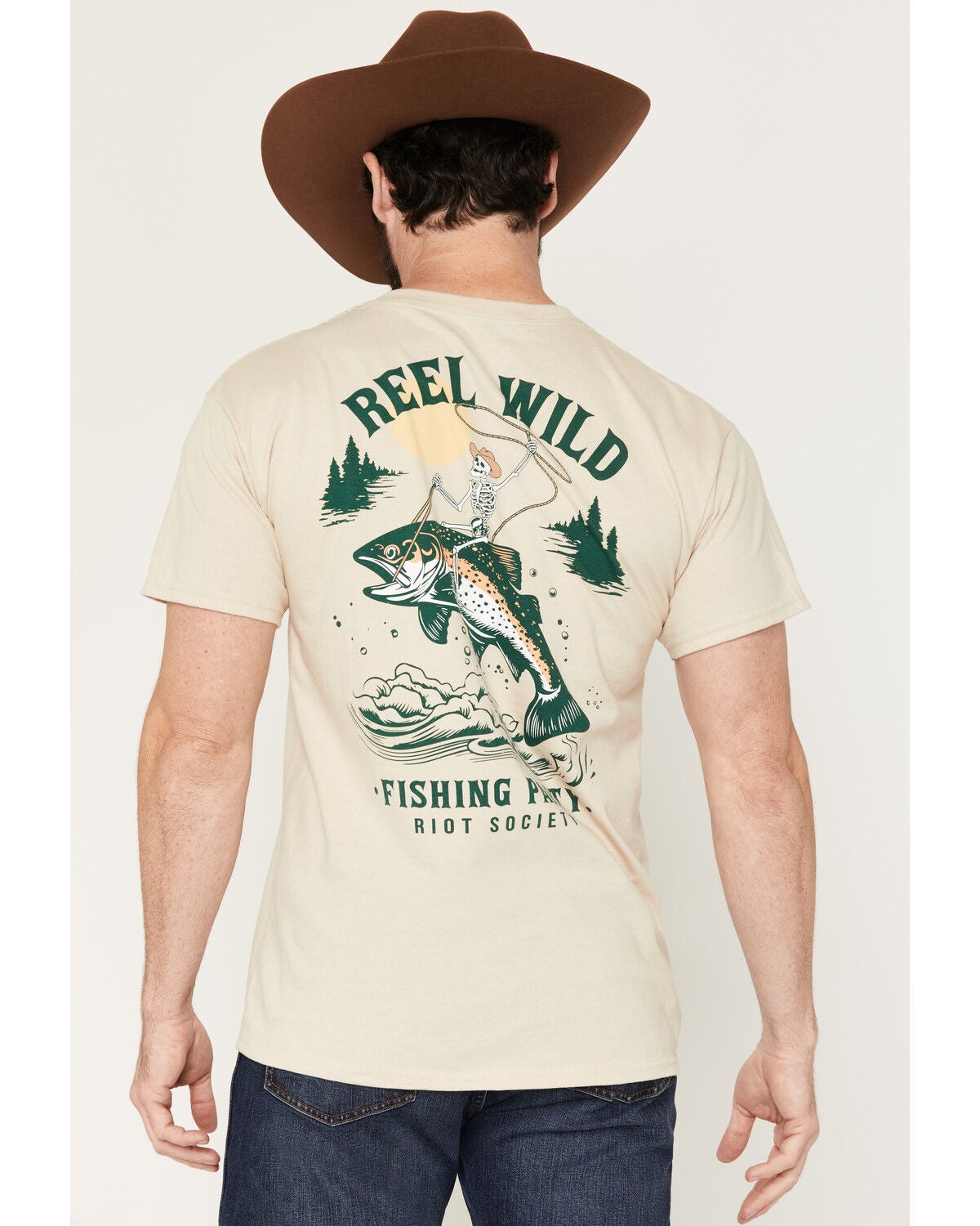 Riot Society Men's Reel Wild Short Sleeve Graphic T-Shirt, Natural, hi-res