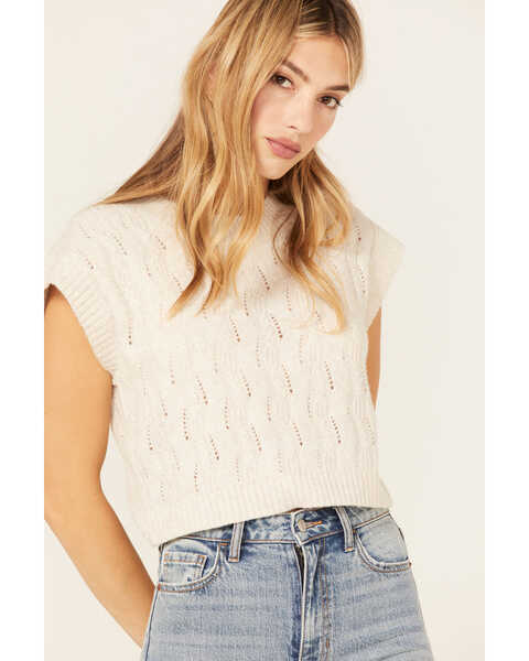 Image #3 - Cleo + Wolf Women's Textured Knit Sweater , Ivory, hi-res