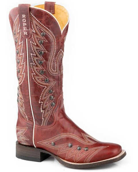 Image #1 - Roper Women's Brandy Western Boots - Broad Square Toe , Red, hi-res
