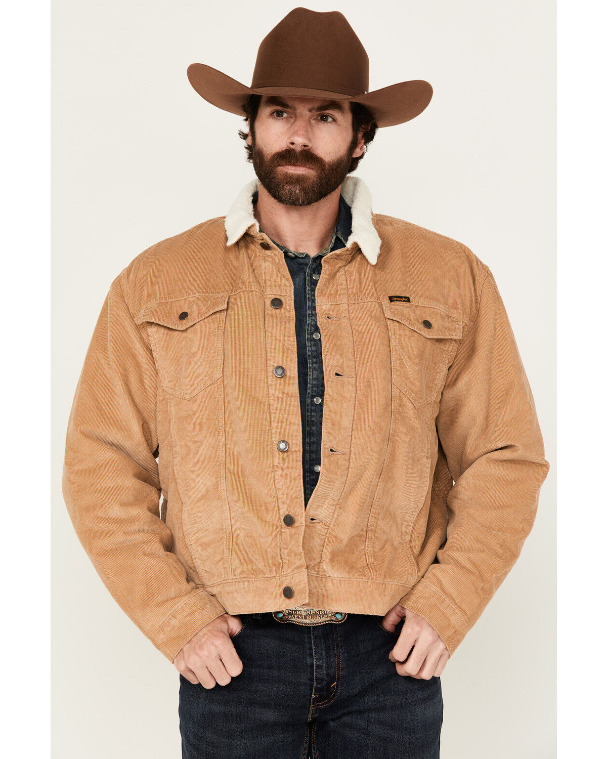 Image #1 - Wrangler Men's Sherpa Lined Corduroy Jacket, Tan, hi-res