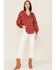 Image #2 - Maggie Sweet Women's Almeria Polka Dot Long Sleeve Button Down Shirt, Red, hi-res