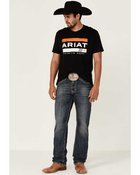 Image #2 - Ariat Men's Black Bar Stripe Logo Short Sleeve T-Shirt , Black, hi-res
