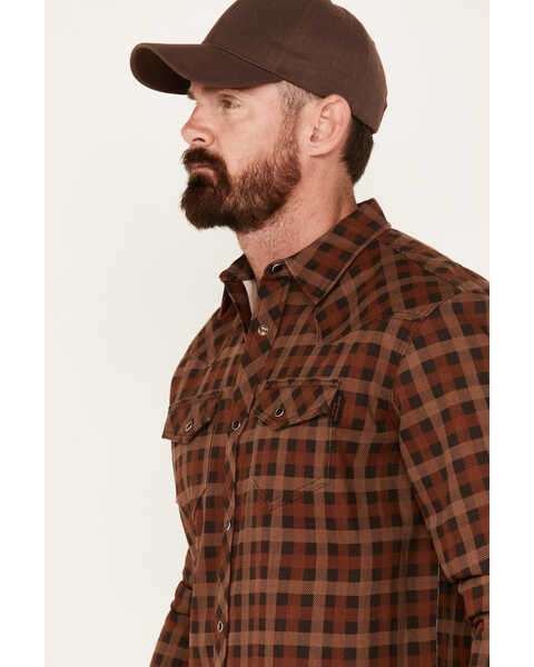 Image #2 - Cody James Men's FR Plaid Print Long Sleeve Snap Western Work Shirt, Cognac, hi-res