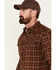 Cody James Men's FR Plaid Print Long Sleeve Snap Western Work Shirt, Cognac, hi-res