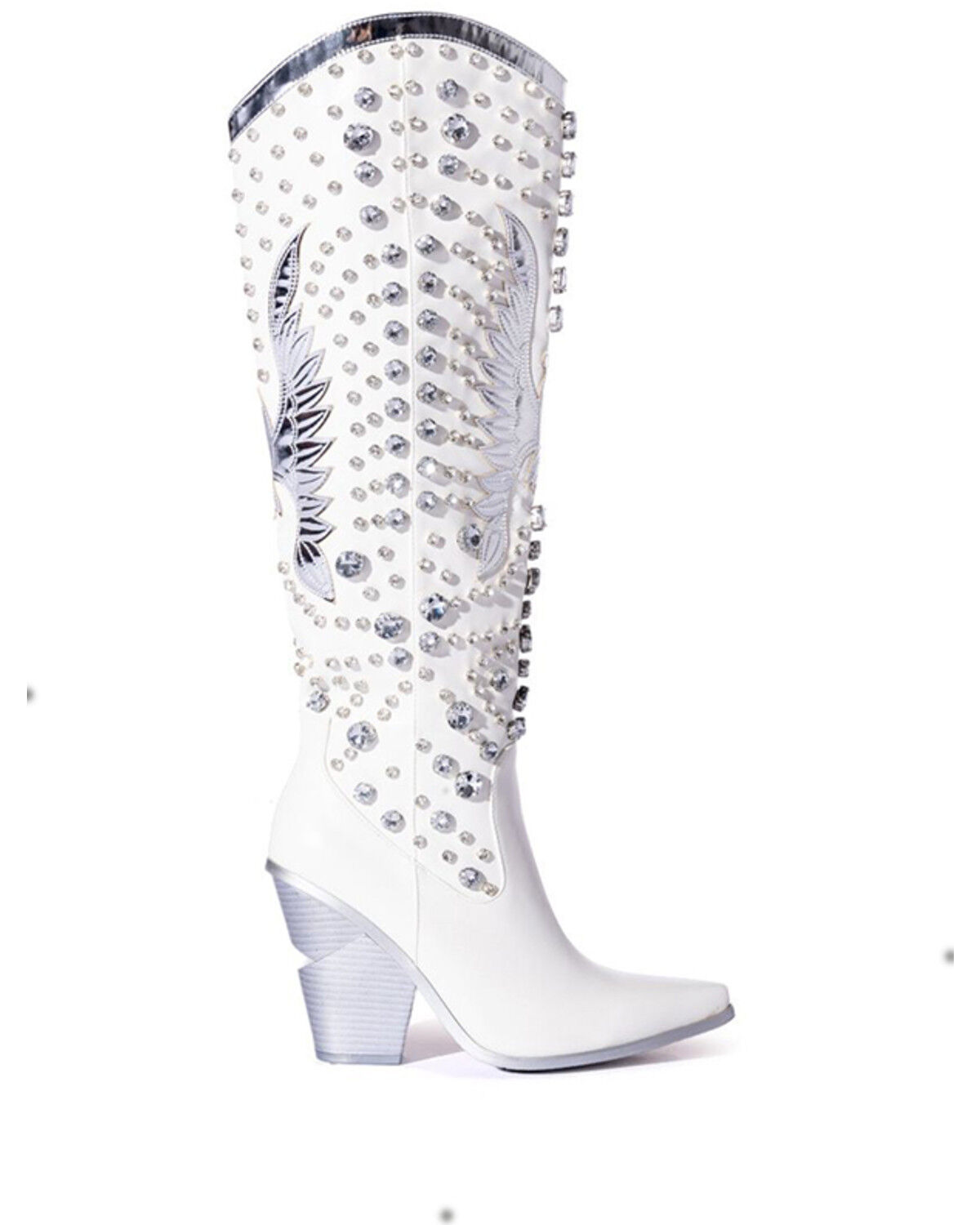 Image #2 - Azalea Wang Women's Upbeat Rhinestone Western Boots - Snip Toe, White, hi-res