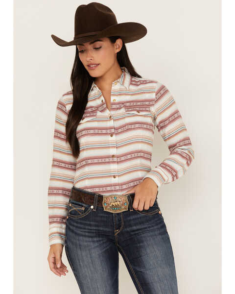 Ariat Women's R.E.A.L. Serape Jacquard Print Long Sleeve Snap Western Shirt, Rose, hi-res