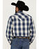 Image #4 - Stetson Men's Plaid Print Long Sleeve Pearl Snap Western Shirt, Dark Blue, hi-res