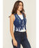 Image #2 - Shyanne Women's Embroidered Faux Suede Cropped Vest, Navy, hi-res