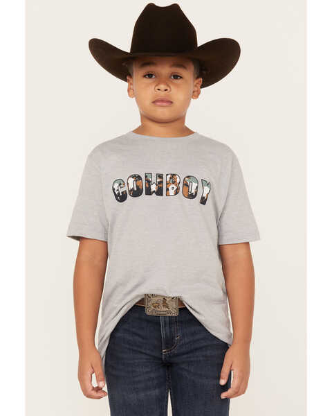 Image #1 - Cody James Boys' Cowboy Short Sleeve Graphic T-Shirt, Silver, hi-res