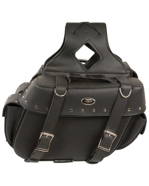 Image #2 - Milwaukee Leather Medium Zip-Off Throw Over Riveted Saddle Bag, Black, hi-res