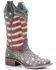 Image #1 - Corral Women's Blue Jeans Stars & Stripes Western Boots - Square Toe, Blue, hi-res