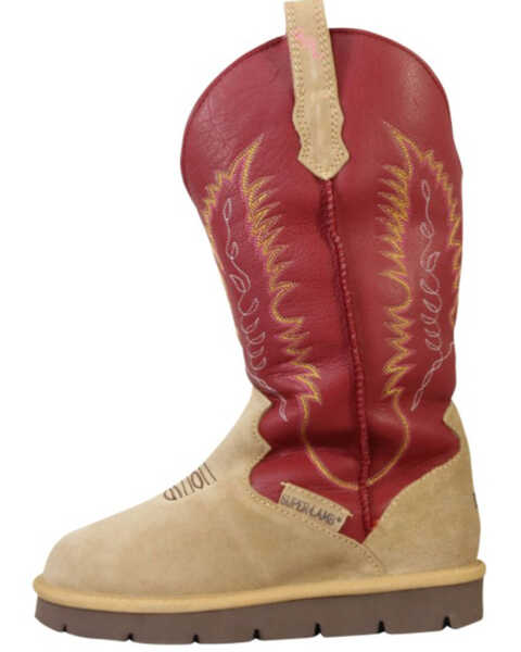 Image #3 - Superlamb Women's Cowgirl All Suede Leather Pull On Casual Boot - Round Toe, Chilli, hi-res