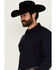 Image #2 - RANK 45® Men's Southwest Action Long Sleeve Snap Performance Western Shirt, Dark Blue, hi-res