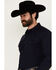 Image #2 - RANK 45® Men's Southwest Action Long Sleeve Snap Performance Western Shirt , Dark Blue, hi-res