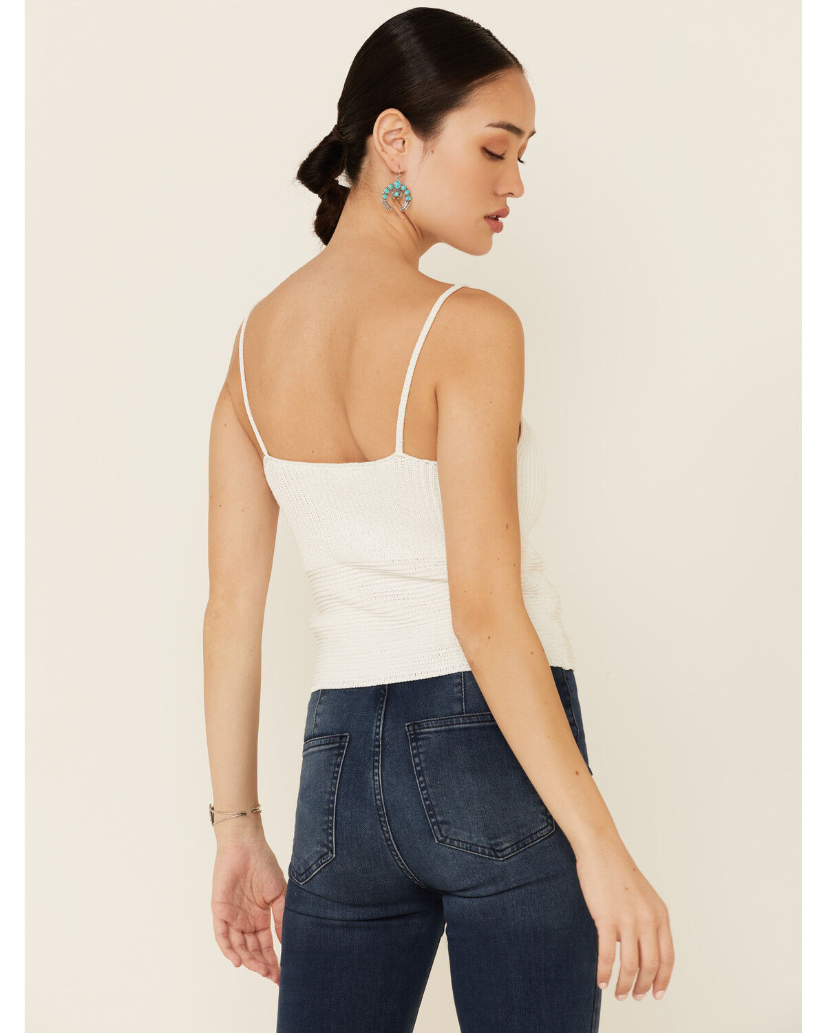 Image #4 - Mystree Women's Sweater-Knit Lace-Up Cami, White, hi-res