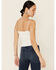 Image #4 - Mystree Women's Sweater-Knit Lace-Up Cami, White, hi-res