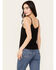 Shyanne Women's Crochet Lace Faux Suede Cami Top, Black, hi-res
