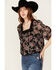 Image #3 - Wild Moss Women's Floral Pais Short Sleeve Peasant Top, Black, hi-res