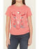 Image #3 - Wrangler Girls' Steer Short Sleeve Graphic Tee, Red, hi-res