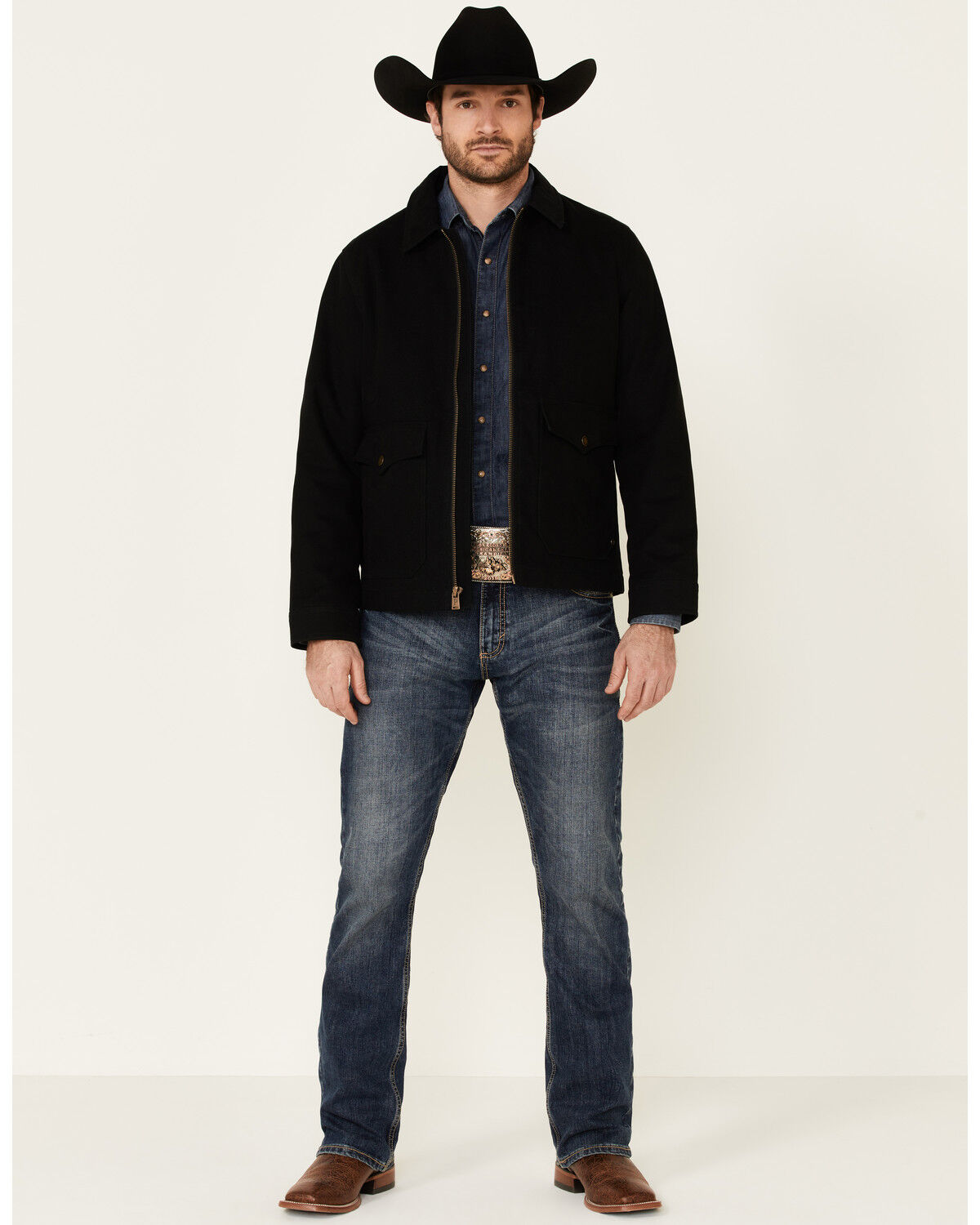 Image #2 - Pendleton Men's Solid Black Canvas Zip-Front Jacket , , hi-res