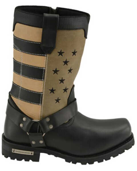 Image #2 - Milwaukee Leather Men's Stars And Stripes Motorcycle Harness Boots - Square Toe, Black, hi-res