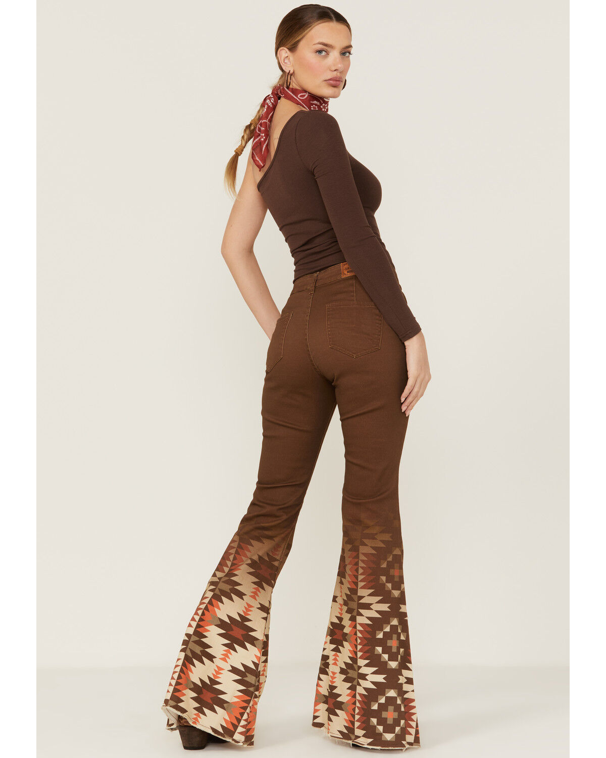 Image #1 - Ranch Dress'n Women's Bandera Southwestern Border Print Flare Jeans, , hi-res