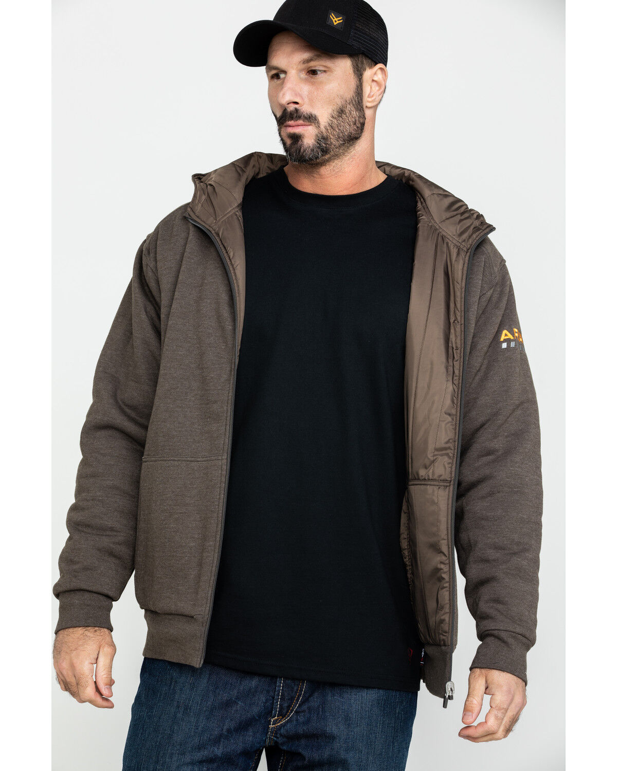 Image #4 - Ariat Men's Rebar Cold Weather Reversible Work Hoodie, Bark, hi-res