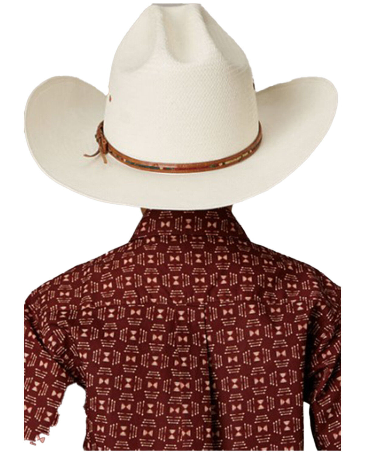 Image #2 - Roper Boys' Southwestern Print Short Sleeve Snap Western Shirt, Red, hi-res